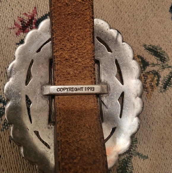 Brighton Silver and Brown Concho Leather Belt M - Picture 5 of 5